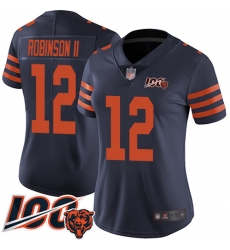 Women Chicago Bears 12 Allen Robinson Limited Navy Blue Rush Vapor Untouchable 100th Season Football Jersey