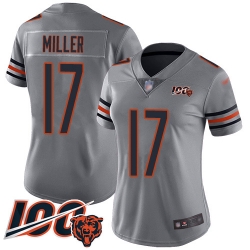 Women Chicago Bears 17 Anthony Miller Limited Silver Inverted Legend 100th Season Football Jersey