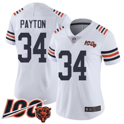 Women Chicago Bears 34 Walter Payton White 100th Season Limited Football Jersey