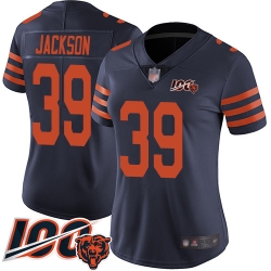 Women Chicago Bears 39 Eddie Jackson Limited Navy Blue Rush Vapor Untouchable 100th Season Football Jersey