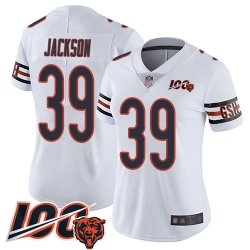 Women Chicago Bears 39 Eddie Jackson White Vapor Untouchable Limited Player 100th Season Football Jersey