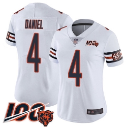 Women Chicago Bears 4 Chase Daniel White Vapor Untouchable Limited Player 100th Season Football Jersey