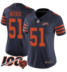 Women Chicago Bears 51 Dick Butkus Limited Navy Blue Rush Vapor Untouchable 100th Season Football Jersey