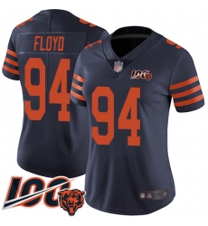 Women Chicago Bears 94 Leonard Floyd Limited Navy Blue Rush Vapor Untouchable 100th Season Football Jersey