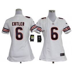 Women Nike Chicago Bears 6# Jay Cutler White Jersey