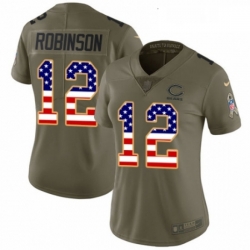 Womens Nike Chicago Bears 12 Allen Robinson Limited OliveUSA Flag 2017 Salute to Service NFL Jersey