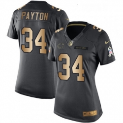 Womens Nike Chicago Bears 34 Walter Payton Limited BlackGold Salute to Service NFL Jersey