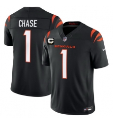 Men Cincinnati Bengals  1 Ja Marr Chase Black 2026 F U S E  2 Star C Patch Vapor Untouchable Limited Stitched Football Jersey