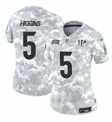 Women Cincinnati Bengals 5 Tee Higgins 2024 F U S E Arctic Camo Salute To Service Limited Stitched Football Jersey