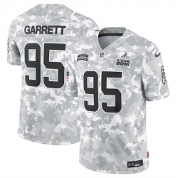 Men Cleveland Browns 95 Myles Garrett 2024 Arctic Camo Salute To Service Limited Stitched Football Jersey