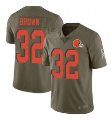 Youth Nike Cleveland Browns 32 Jim Brown Limited Olive 2017 Salute to Service NFL Jersey