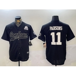 Men Dallas Cowboys 11 Micah Parsons Black With Patch Cool Base Stitched Baseball Jersey 3