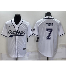 Men Dallas Cowboys 7 Trevon Diggs White Cool Base Stitched Baseball Jersey