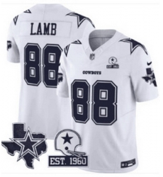 Men Dallas Cowboys 88 CeeDee Lamb 2024 White F U S E  With Established In 1960 Patch Stitched Football Jersey