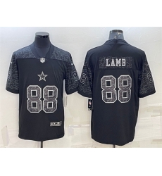 Men Dallas Cowboys 88 CeeDee Lamb Black Reflective Limited Stitched Football Jersey