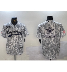 Men Dallas Cowboys Team Big Logo 2024 Arctic Camo Salute To Service Stitched Baseball Jersey 1