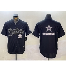 Men Dallas Cowboys Team Big Logo Black With Patch Cool Base Stitched Baseball Jersey 11