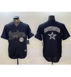 Men Dallas Cowboys Team Big Logo Black With Patch Cool Base Stitched Baseball Jersey 7