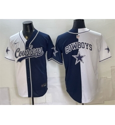 Men Dallas Cowboys Team Big Logo White Navy Split Stitched Jersey 003 Men Dallas Cowboys Team Big Logo White Navy Split Stitched Jersey 003