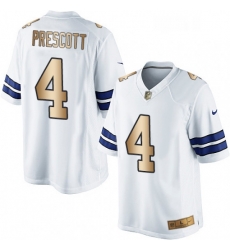 Mens Nike Dallas Cowboys 4 Dak Prescott Limited WhiteGold NFL Jersey