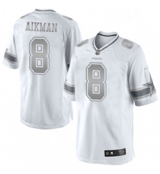 Mens Nike Dallas Cowboys 8 Troy Aikman Limited White Platinum NFL Jersey