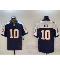 Men Denver Broncos 10 Bo Nix Navy 2024 F U S E  V2 Throwback Vapor Limited Alternate Stitched Football Jersey