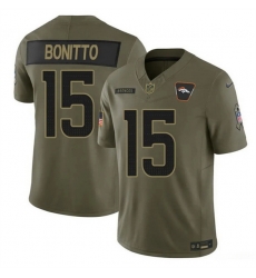 Men Denver Broncos 15 Nik Bonitto Olive 2025 F U S E  Salute to Service Limited Stitched Football Jersey Men Denver Broncos 15 Nik Bonitto Olive 2025 F U S E  Salute to Service Limited Stitched Football Jersey