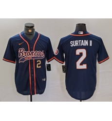 Men Denver Broncos 2 Pat Surtain II Navy Cool Base Stitched Baseball Jersey 1