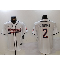 Men Denver Broncos 2 Pat Surtain II White Cool Base Stitched Baseball Jersey