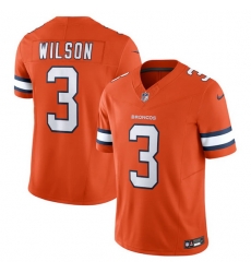 Men Denver Broncos 3 Russell Wilson Orange 2023 F U S E  Vapor Untouchable Stitched Jersey