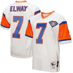 Men Denver Broncos 7 John Elway 1994 Mitchell  26 Ness White Throwback Retired Stitched Football Jersey