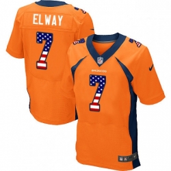 Men Nike Denver Broncos 7 John Elway Elite Orange Home USA Flag Fashion NFL Jersey Men Nike Denver Broncos 7 John Elway Elite Orange Home USA Flag Fashion NFL Jersey