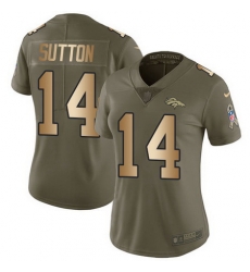 Nike Broncos #14 Courtland Sutton Olive Gold Womens Stitched NFL Limited 2017 Salute to Service Jersey