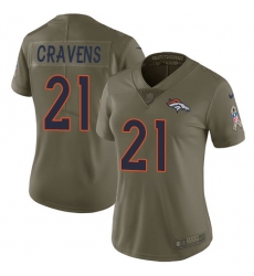 Nike Broncos #21 Su a Cravens Olive Womens Stitched NFL Limited 2017 Salute to Service Jersey