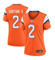 Women Nike Denver Broncos 2 Patrick Surtain II Orange Vapor Limited Jersey