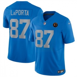 Men Detroit Lions 87 Sam LaPorta Sam LaPorta Blue 2025 F U S E With John Madden Patch Vapor Limited Stitched Jersey