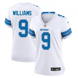 Women Detroit Lions 9 Jameson Williams White 2024 F U S E Vapor Limited Stitched Jersey