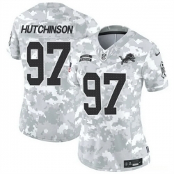 Women Detroit Lions 97 Aidan Hutchinson 2024 F U S E Arctic Camo Salute To Service Limited Stitched Jersey