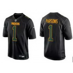 Men Green Bay Packers  1 Micah Parsons Black Football Stitched vapor Limited Jersey