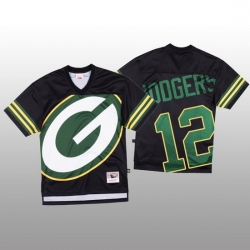 NFL Green Bay Packers 12 Aaron Rodgers Black Men Mitchell  26 Nell Big Face Fashion Limited NFL Jersey NFL Green Bay Packers 12 Aaron Rodgers Black Men Mitchell  26 Nell Big Face Fashion Limited NFL Jersey