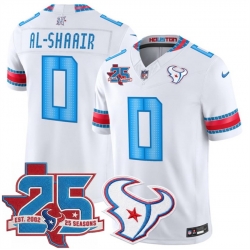 Men Houston Texans 0 Azeez Al Shaair White 2026 25th Anniversary Patch F U S E  HOUSTON US Rivalries Collection Limited Stitched Football Jersey