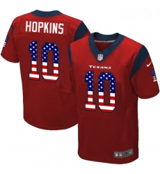 Men Nike Houston Texans 10 DeAndre Hopkins Elite Red Alternate USA Flag Fashion NFL Jersey