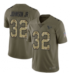 Texans 32 Lonnie Johnson Jr  Olive Camo Men Stitched Football Limited 2017 Salute To Service Jersey