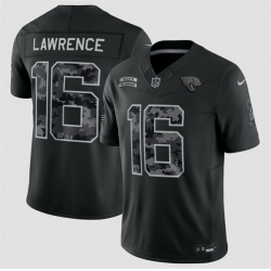 Men Jacksonville Jaguars  16 Trevor Lawrence Black F U S E  2026 Salute to Service Limited Stitched Football Jersey