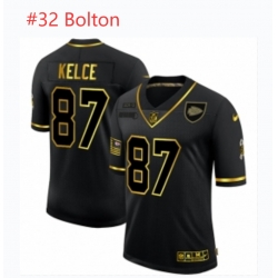 Men Chiefs 32 Bolton Black Gold Stitched NFL Jersey