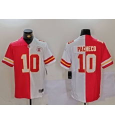 Men Kansas City Chiefs 10 Isiah Pacheco Red White Split Vapor Limited Stitched Jersey