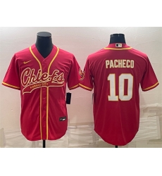 Men Kansas City Chiefs 10 Isiah Pacheco Red With Patch Cool Base Stitched Baseball Jerseys