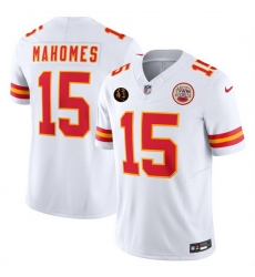 Men Kansas City Chiefs 15 Patrick Mahomes White 2025 F U S E John Madden Patch Vapor Untouchable Limited Stitched Football Jersey Men Kansas City Chiefs 15 Patrick Mahomes White 2025 F U S E John Madden Patch Vapor Untouchable Limited Stitched Football Jersey