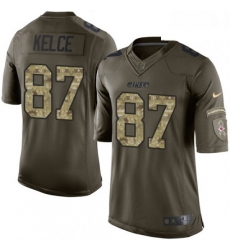 Men Nike Kansas City Chiefs 87 Travis Kelce Limited Green Salute to Service NFL Jersey