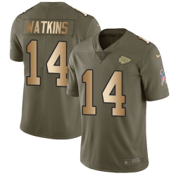 Nike Chiefs #14 Sammy Watkins Olive Gold Mens Stitched NFL Limited 2017 Salute To Service Jersey Nike Chiefs #14 Sammy Watkins Olive Gold Mens Stitched NFL Limited 2017 Salute To Service Jersey